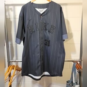 Nike Y2k Black Pinstripe Baseball Jersey